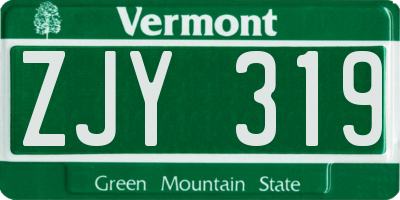 VT license plate ZJY319