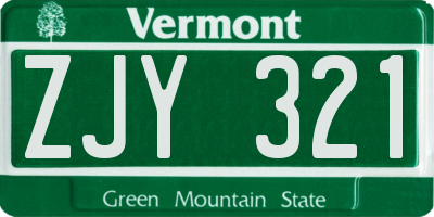 VT license plate ZJY321