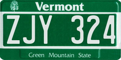 VT license plate ZJY324