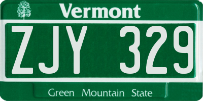 VT license plate ZJY329