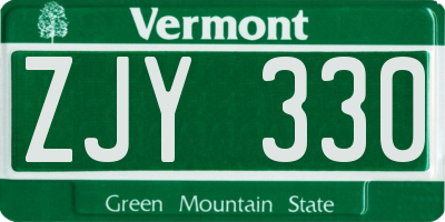 VT license plate ZJY330