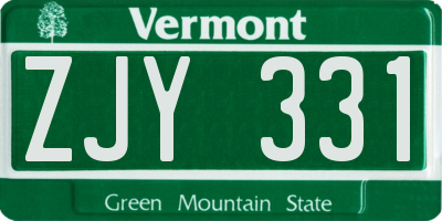 VT license plate ZJY331