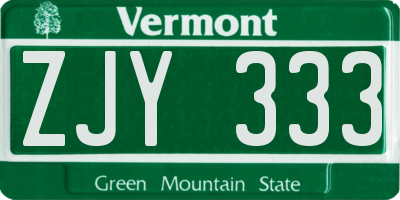 VT license plate ZJY333