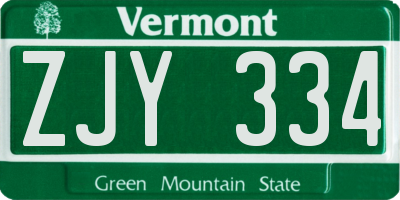 VT license plate ZJY334