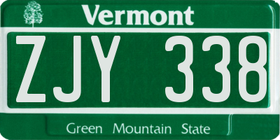 VT license plate ZJY338