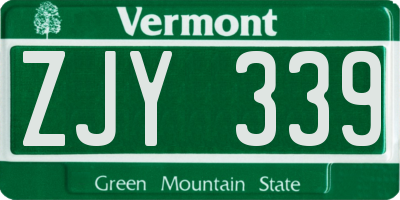 VT license plate ZJY339