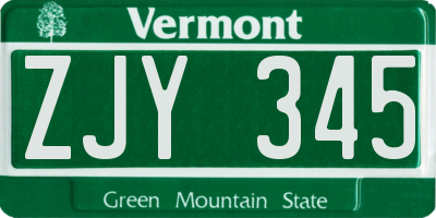 VT license plate ZJY345