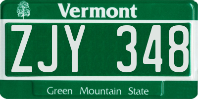 VT license plate ZJY348