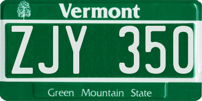 VT license plate ZJY350