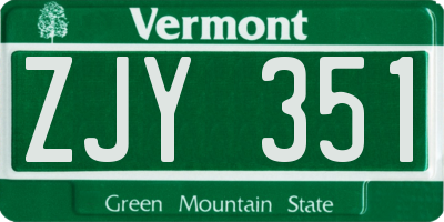 VT license plate ZJY351