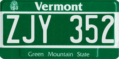 VT license plate ZJY352