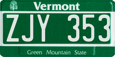 VT license plate ZJY353