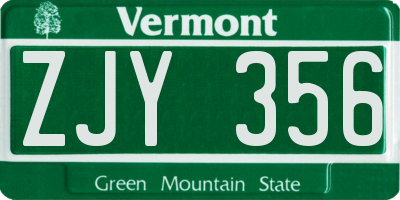 VT license plate ZJY356