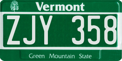 VT license plate ZJY358