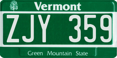 VT license plate ZJY359