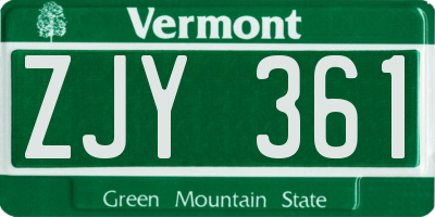 VT license plate ZJY361
