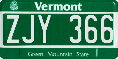 VT license plate ZJY366