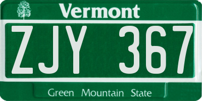 VT license plate ZJY367