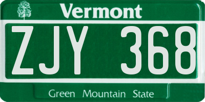 VT license plate ZJY368