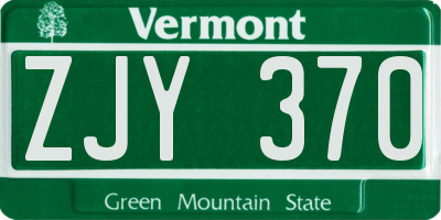 VT license plate ZJY370
