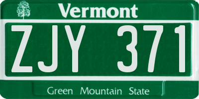 VT license plate ZJY371