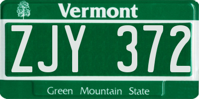 VT license plate ZJY372