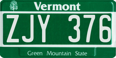 VT license plate ZJY376