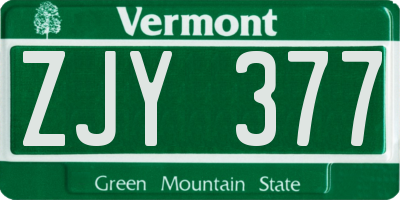 VT license plate ZJY377