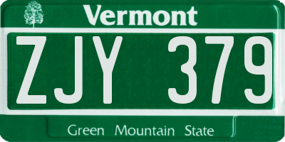 VT license plate ZJY379