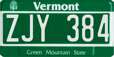 VT license plate ZJY384