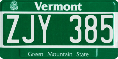 VT license plate ZJY385
