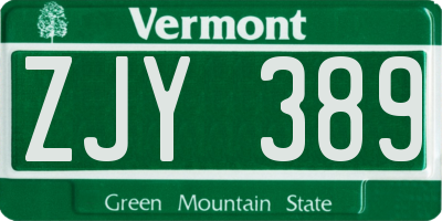 VT license plate ZJY389