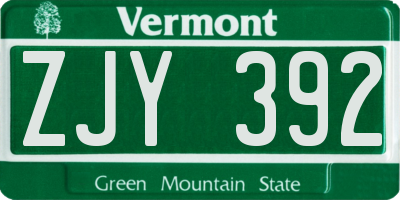 VT license plate ZJY392