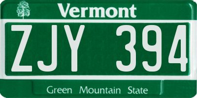VT license plate ZJY394