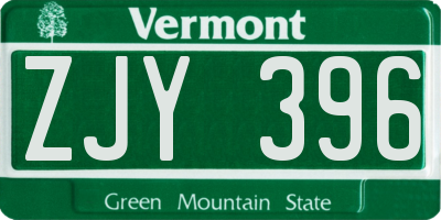 VT license plate ZJY396