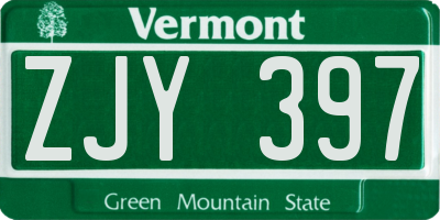 VT license plate ZJY397