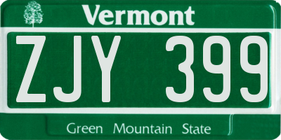 VT license plate ZJY399