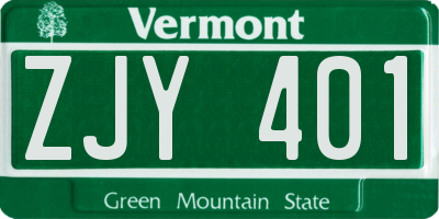 VT license plate ZJY401