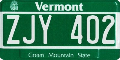 VT license plate ZJY402