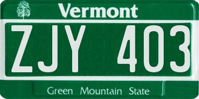 VT license plate ZJY403