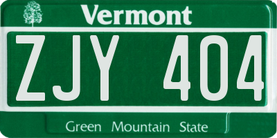 VT license plate ZJY404