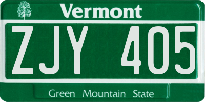 VT license plate ZJY405
