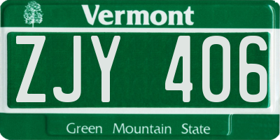 VT license plate ZJY406