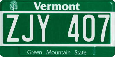 VT license plate ZJY407