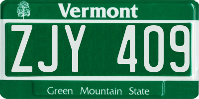 VT license plate ZJY409