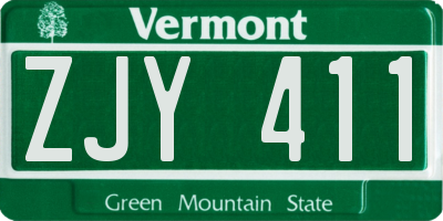 VT license plate ZJY411