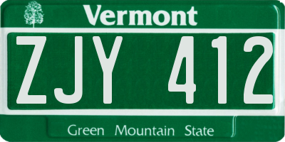 VT license plate ZJY412