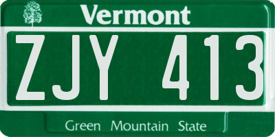 VT license plate ZJY413