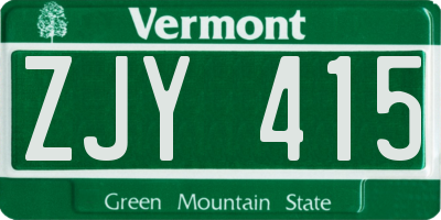 VT license plate ZJY415