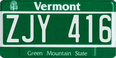 VT license plate ZJY416
